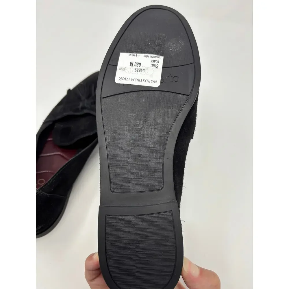 Franco Sarto Jolie Loafer Black Suede Tassel Kiltie Slip On Flats Size 8